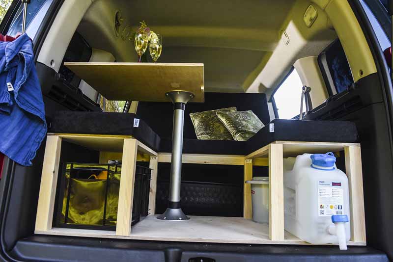 There is plenty of storage space underneath the camper van conversion module.